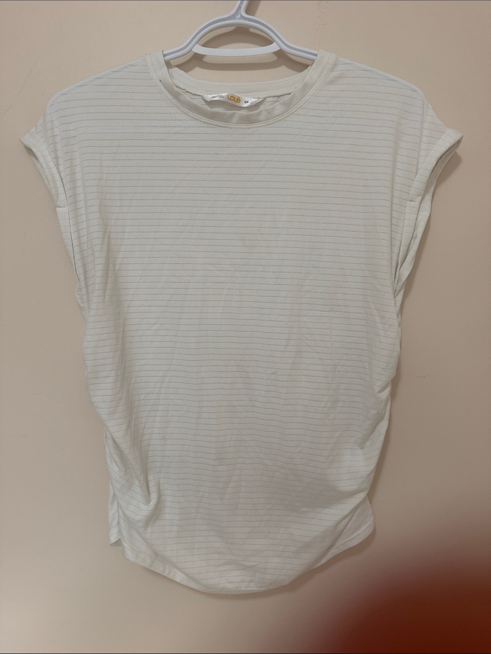 Lole Cream Thin-Stripe Cap Sleeve Tee